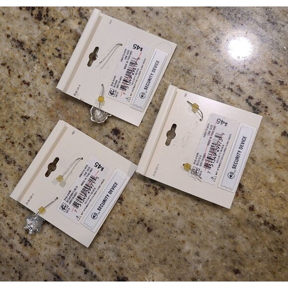 3 Pair Sparkle Allure Silver Plate Crystal Christmas Earrings Penguin Tree Santa - Picture 7 of 8